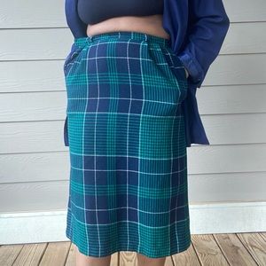 Plaid wool pencil skirt.